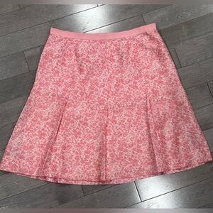 Banana Republic 100% Silk Vintage Floral Pink Women's A-Line Skirt, Size 12P